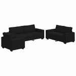 Casa si Gradina - Mobilier - Seturi de mobilier - Seturi living - Set de canapele cu perne, 3 piese, negru, textil - Infinity.ro