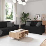 Casa si Gradina - Mobilier - Seturi de mobilier - Seturi living - Set de canapele cu perne, 3 piese, negru, textil - Infinity.ro