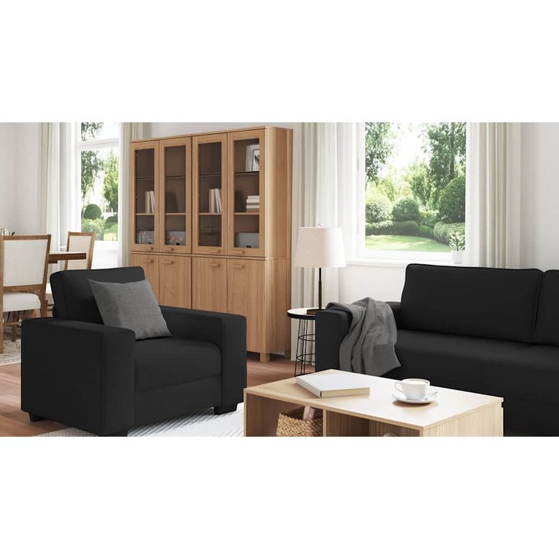 Casa si Gradina - Mobilier - Seturi de mobilier - Seturi living - Set de canapele cu perne, 3 piese, negru, textil - Infinity.ro