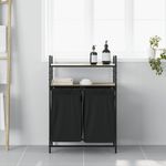 Casa si Gradina - Sanitare - Suporturi si accesorii baie - Accesorii baie - Cos de rufe 2 compartimente cu rafturi stejar sonoma - Infinity.ro