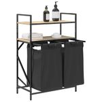 Casa si Gradina - Sanitare - Suporturi si accesorii baie - Accesorii baie - Cos de rufe 2 compartimente cu rafturi stejar sonoma - Infinity.ro