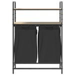 Casa si Gradina - Sanitare - Suporturi si accesorii baie - Accesorii baie - Cos de rufe 2 compartimente cu rafturi stejar sonoma - Infinity.ro