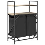 Casa si Gradina - Sanitare - Suporturi si accesorii baie - Accesorii baie - Cos de rufe 2 compartimente cu rafturi stejar sonoma - Infinity.ro