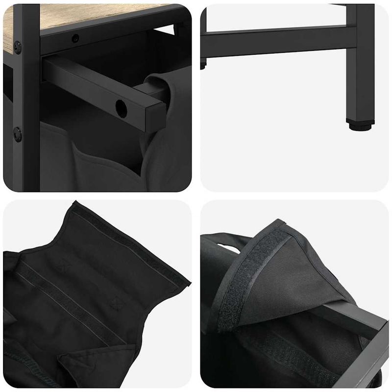 Casa si Gradina - Sanitare - Suporturi si accesorii baie - Accesorii baie - Cos de rufe 2 compartimente cu rafturi stejar sonoma - Infinity.ro