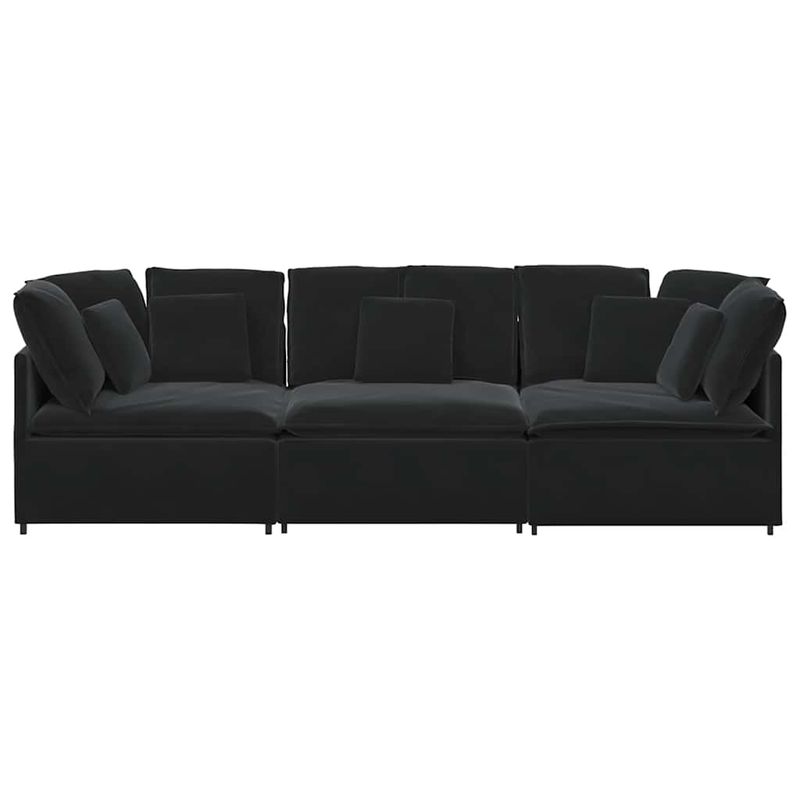 Casa si Gradina - Mobilier - Canapele si coltare - Canapele - Canapea modulara cu perne, negru, catifea - Infinity.ro
