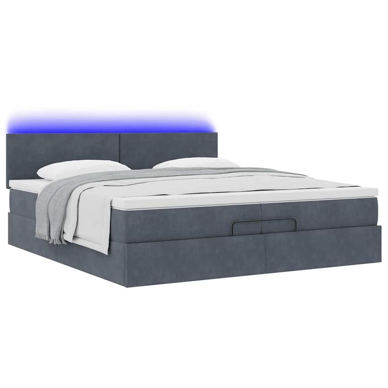 Casa si Gradina - Mobilier - Paturi si accesorii - Paturi - Cadru de pat otoman cu saltele Gri inchis 200x200cm catifea - Infinity.ro