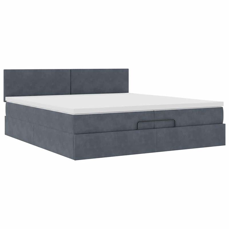 Casa si Gradina - Mobilier - Paturi si accesorii - Paturi - Cadru de pat otoman cu saltele Gri inchis 200x200cm catifea - Infinity.ro