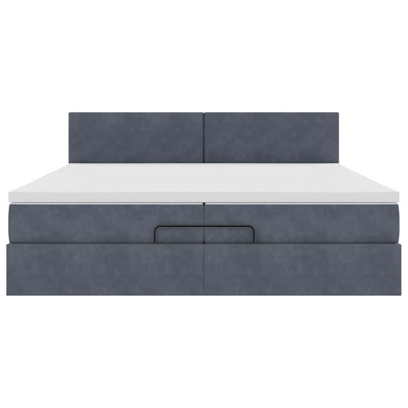 Casa si Gradina - Mobilier - Paturi si accesorii - Paturi - Cadru de pat otoman cu saltele Gri inchis 200x200cm catifea - Infinity.ro