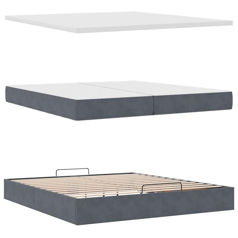 Casa si Gradina - Mobilier - Paturi si accesorii - Paturi - Cadru de pat otoman cu saltele Gri inchis 200x200cm catifea - Infinity.ro
