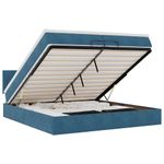 Casa si Gradina - Mobilier - Paturi si accesorii - Paturi - Cadru de pat otoman cu saltea albastru inchis 200x200cm catifea, model design simplu - Infinity.ro