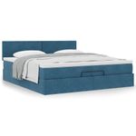 Casa si Gradina - Mobilier - Paturi si accesorii - Paturi - Cadru de pat otoman cu saltea albastru inchis 200x200cm catifea, model design simplu - Infinity.ro