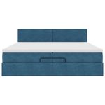 Casa si Gradina - Mobilier - Paturi si accesorii - Paturi - Cadru de pat otoman cu saltea albastru inchis 200x200cm catifea, model design simplu - Infinity.ro