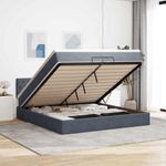 Casa si Gradina - Mobilier - Paturi si accesorii - Paturi - Cadru de pat otoman cu saltea gri inchis 200x200 cm catifea, model design cu nasturi - Infinity.ro