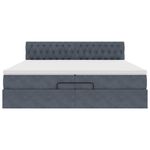 Casa si Gradina - Mobilier - Paturi si accesorii - Paturi - Cadru de pat otoman cu saltea gri inchis 200x200 cm catifea, model design cu nasturi - Infinity.ro