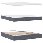 Casa si Gradina - Mobilier - Paturi si accesorii - Paturi - Cadru de pat otoman cu saltea gri inchis 200x200 cm catifea, model design cu nasturi - Infinity.ro