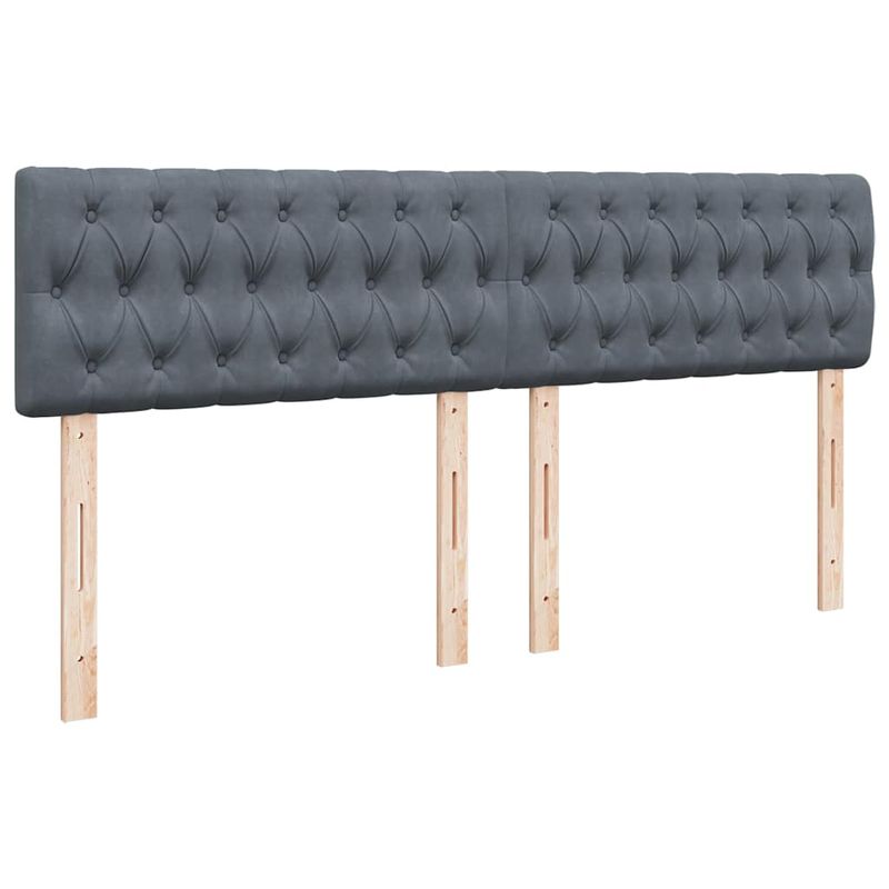 Casa si Gradina - Mobilier - Paturi si accesorii - Paturi - Cadru de pat otoman cu saltea gri inchis 200x200 cm catifea, model design cu nasturi - Infinity.ro