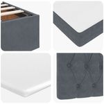 Casa si Gradina - Mobilier - Paturi si accesorii - Paturi - Cadru de pat otoman cu saltea gri inchis 200x200 cm catifea, model design cu nasturi - Infinity.ro