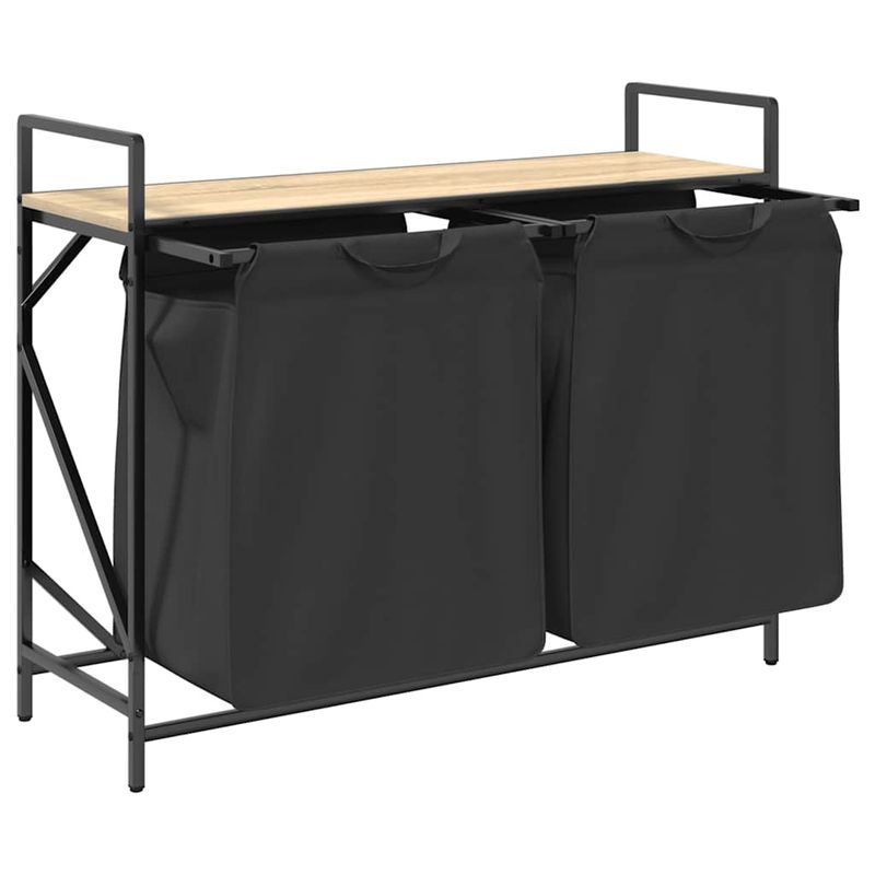 Casa si Gradina - Sanitare - Suporturi si accesorii baie - Accesorii baie - Cos de rufe 2 compartimente cu raft stejar sonoma - Infinity.ro