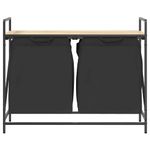 Casa si Gradina - Sanitare - Suporturi si accesorii baie - Accesorii baie - Cos de rufe 2 compartimente cu raft stejar sonoma - Infinity.ro