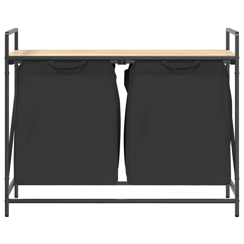 Casa si Gradina - Sanitare - Suporturi si accesorii baie - Accesorii baie - Cos de rufe 2 compartimente cu raft stejar sonoma - Infinity.ro