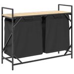 Casa si Gradina - Sanitare - Suporturi si accesorii baie - Accesorii baie - Cos de rufe 2 compartimente cu raft stejar sonoma - Infinity.ro