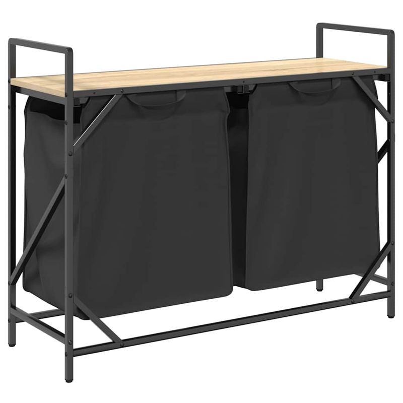 Casa si Gradina - Sanitare - Suporturi si accesorii baie - Accesorii baie - Cos de rufe 2 compartimente cu raft stejar sonoma - Infinity.ro