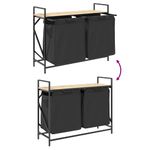 Casa si Gradina - Sanitare - Suporturi si accesorii baie - Accesorii baie - Cos de rufe 2 compartimente cu raft stejar sonoma - Infinity.ro