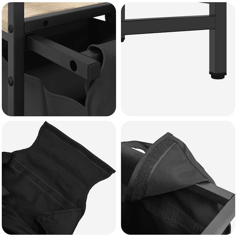 Casa si Gradina - Sanitare - Suporturi si accesorii baie - Accesorii baie - Cos de rufe 2 compartimente cu raft stejar sonoma - Infinity.ro