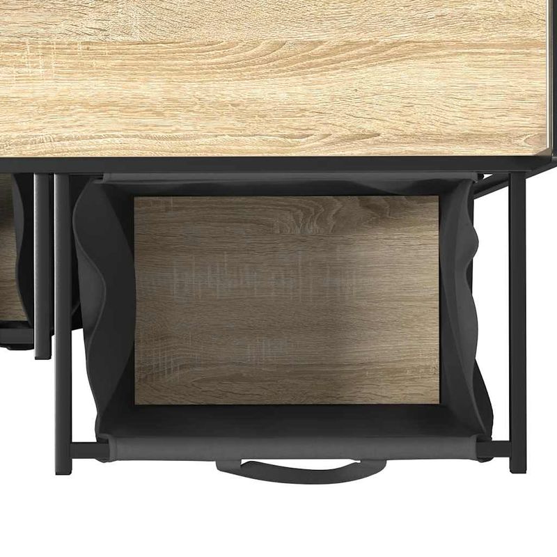 Casa si Gradina - Sanitare - Suporturi si accesorii baie - Accesorii baie - Cos de rufe 2 compartimente cu raft stejar sonoma - Infinity.ro