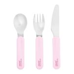 Jucarii, Copii si Bebe - Hrana si alaptare - Biberoane, suzete si accesorii hranire - Articole hranire bebelusi - Set tacamuri copii AMBITION JUNIOR Eddie, 3 piese, roz, pentru fetite - Infinity.ro