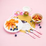 Jucarii, Copii si Bebe - Hrana si alaptare - Biberoane, suzete si accesorii hranire - Articole hranire bebelusi - Set tacamuri copii AMBITION JUNIOR Eddie, 3 piese, roz, pentru fetite - Infinity.ro