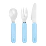 Jucarii, Copii si Bebe - Hrana si alaptare - Biberoane, suzete si accesorii hranire - Articole hranire bebelusi - Set tacamuri copii AMBITION JUNIOR Eddie, 3 piese, albastru, pentru baieti - Infinity.ro