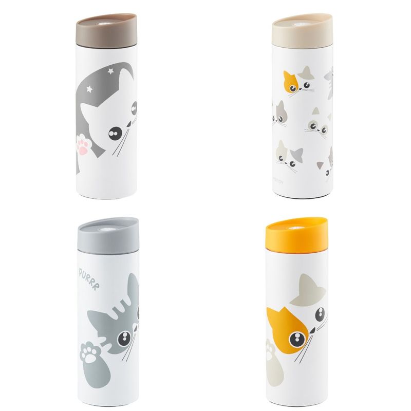 Casa si Gradina - Bucatarie si vesela - Accesorii bar - Termosuri si Cani termos - Cana termos AMBITION Kitty, 340ml, inox, portocaliu, model pisica - Infinity.ro