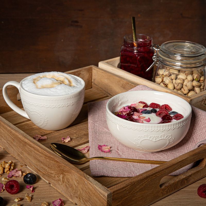 Casa si Gradina - Bucatarie si vesela - Vesela si tacamuri - Farfurii si boluri - Bol mic AMBITION Galactic White, 13cm, portelan, alb, model inima - Infinity.ro