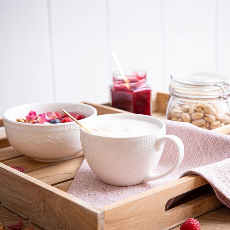 Casa si Gradina - Bucatarie si vesela - Vesela si tacamuri - Farfurii si boluri - Bol mic AMBITION Galactic White, 13cm, portelan, alb, model inima - Infinity.ro