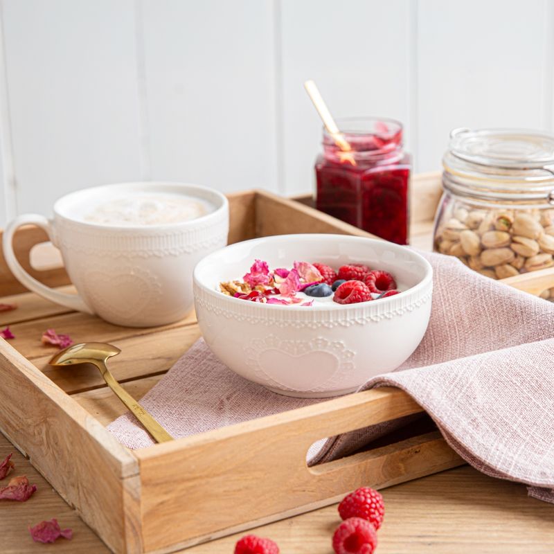 Casa si Gradina - Bucatarie si vesela - Vesela si tacamuri - Farfurii si boluri - Bol mic AMBITION Galactic White, 13cm, portelan, alb, model inima - Infinity.ro