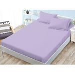 Casa si Gradina - Textile si covoare - Lenjerii de pat - Cearceafuri de pat - Husa de pat si 2 fete de perna, cu elastic, Sonia-Home, Damasc, 2 persoane, Uni, 180x200cm, Lila - Infinity.ro