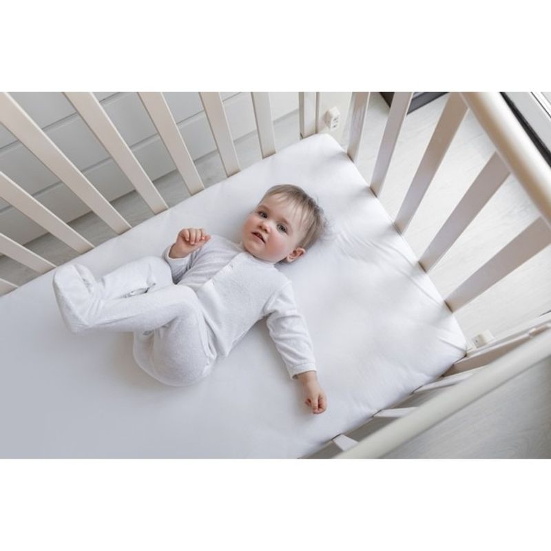 Casa si Gradina - Textile si covoare - Lenjerii de pat - Lenjerii copii - Husa pentru saltea patut bebe Kotonia Home, ranforce, 100% bumbac, Alb, 60×120+15 cm - Infinity.ro