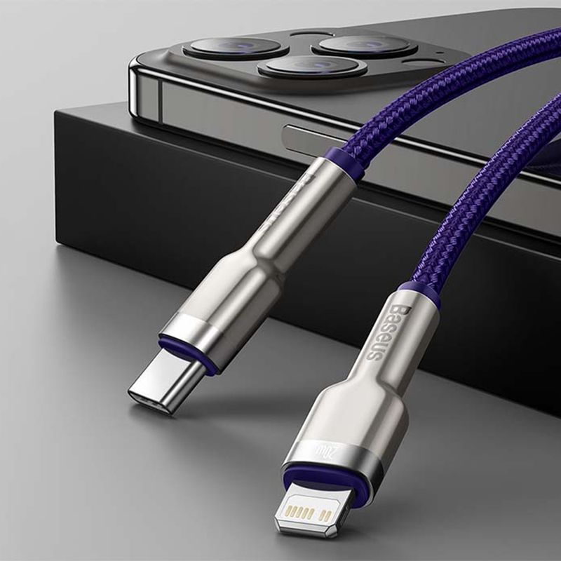 Laptop, Telefoane si Tablete - Telefoane mobile si accesorii - Accesorii Telefoane - Cabluri si adaptoare telefoane - Cablu Type-C to Lightning, Fast Charging PD20W, 480Mbps, 2.4A, 1m - Baseus Cafule Series Metal (CATLJK-A05) - Mov - Infinity.ro