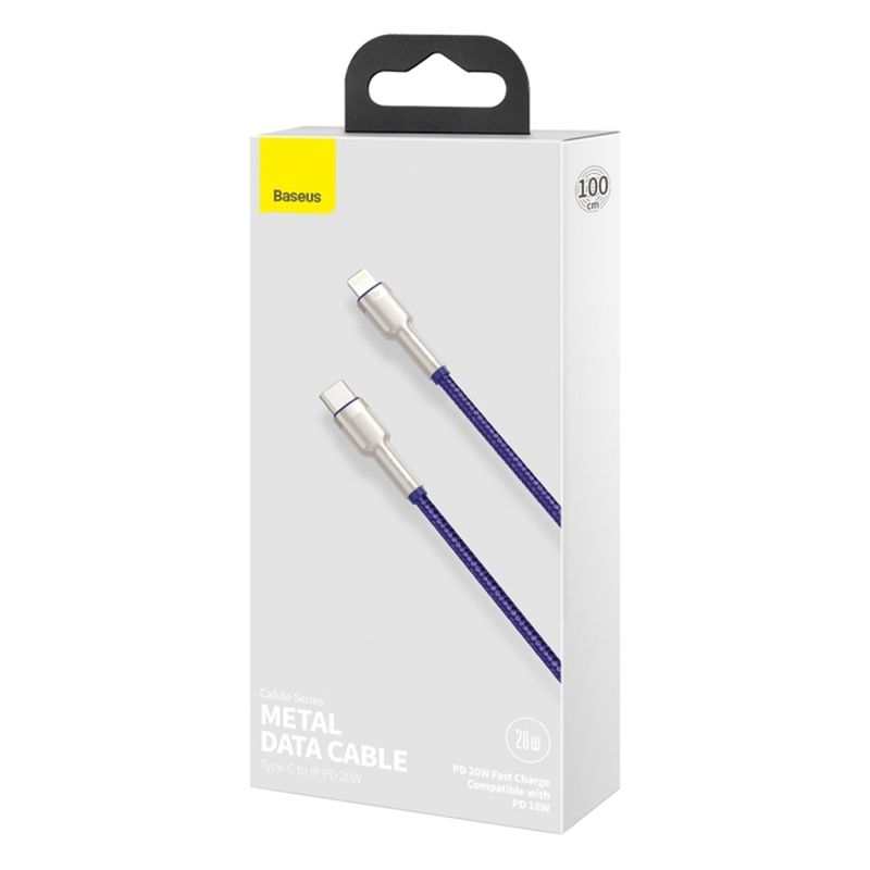 Laptop, Telefoane si Tablete - Telefoane mobile si accesorii - Accesorii Telefoane - Cabluri si adaptoare telefoane - Cablu Type-C to Lightning, Fast Charging PD20W, 480Mbps, 2.4A, 1m - Baseus Cafule Series Metal (CATLJK-A05) - Mov - Infinity.ro