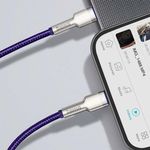 Laptop, Telefoane si Tablete - Telefoane mobile si accesorii - Accesorii Telefoane - Cabluri si adaptoare telefoane - Cablu Type-C to Lightning, Fast Charging PD20W, 480Mbps, 2.4A, 1m - Baseus Cafule Series Metal (CATLJK-A05) - Mov - Infinity.ro