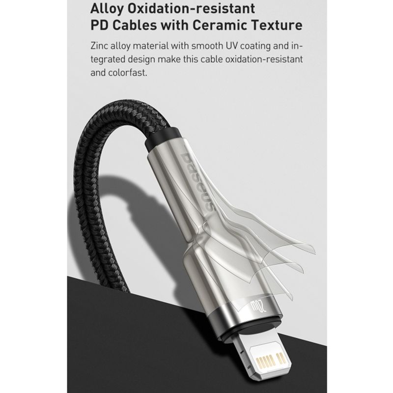 Laptop, Telefoane si Tablete - Telefoane mobile si accesorii - Accesorii Telefoane - Cabluri si adaptoare telefoane - Cablu Type-C to Lightning, Fast Charging PD20W, 480Mbps, 2.4A, 1m - Baseus Cafule Series Metal (CATLJK-A05) - Mov - Infinity.ro
