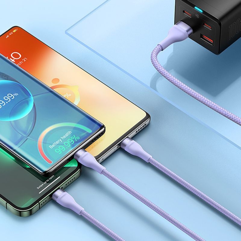 Laptop, Telefoane si Tablete - Telefoane mobile si accesorii - Accesorii Telefoane - Cabluri si adaptoare telefoane - Cablu de Date 3in1, USB, 66W, 1.2m - Baseus Flash Series 2 (CASS040005) - Mov - Infinity.ro