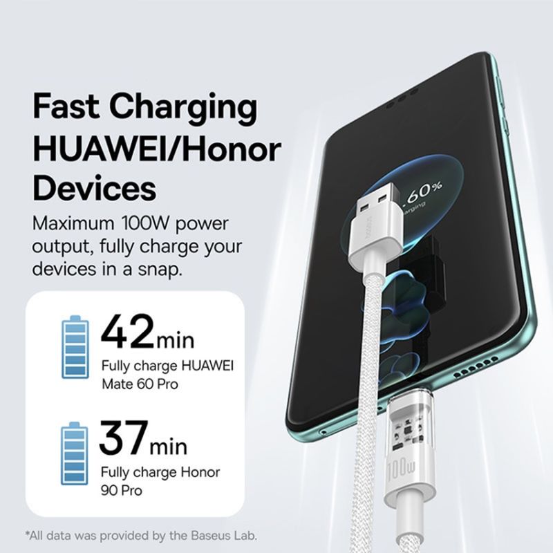 Laptop, Telefoane si Tablete - Telefoane mobile si accesorii - Accesorii Telefoane - Cabluri si adaptoare telefoane - Cablu USB la Type-C, Super Fast Charging 100W, 2m - Baseus Gem (P10373002211-01) - Alb - Infinity.ro