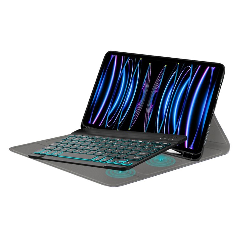 Laptop, Telefoane si Tablete - Tablete si accesorii tablete - Accesorii Tablete - Huse tablete - Husa cu Tastatura pentru iPad Pro 11 (2018 / 2020 / 2021 / 2022) - Techsuit CozyTab Case - Negru - Infinity.ro