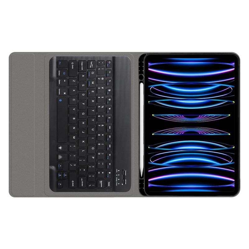Laptop, Telefoane si Tablete - Tablete si accesorii tablete - Accesorii Tablete - Huse tablete - Husa cu Tastatura pentru iPad Pro 11 (2018 / 2020 / 2021 / 2022) - Techsuit CozyTab Case - Negru - Infinity.ro