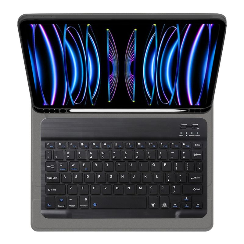 Laptop, Telefoane si Tablete - Tablete si accesorii tablete - Accesorii Tablete - Huse tablete - Husa cu Tastatura pentru iPad Pro 11 (2018 / 2020 / 2021 / 2022) - Techsuit CozyTab Case - Negru - Infinity.ro