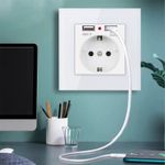 Casa si Gradina - Electrice - Prize - Priza de Perete cu 2 Porturi USB Techstar® TS-PC, 110-250V, 16A, Ignifuga, 86x86mm, Gri - Infinity.ro
