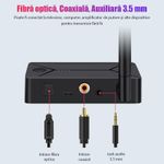 PC, gaming si accesorii - Retelistica - Wireless - Antene retelistica si accesorii - Convertor Audio Digital la Analog Techstar® OT14, Compatibil Bluetooth 5.0, DC 5V, AUX 3.5 mm, Cablu audio optic, RCA - Infinity.ro