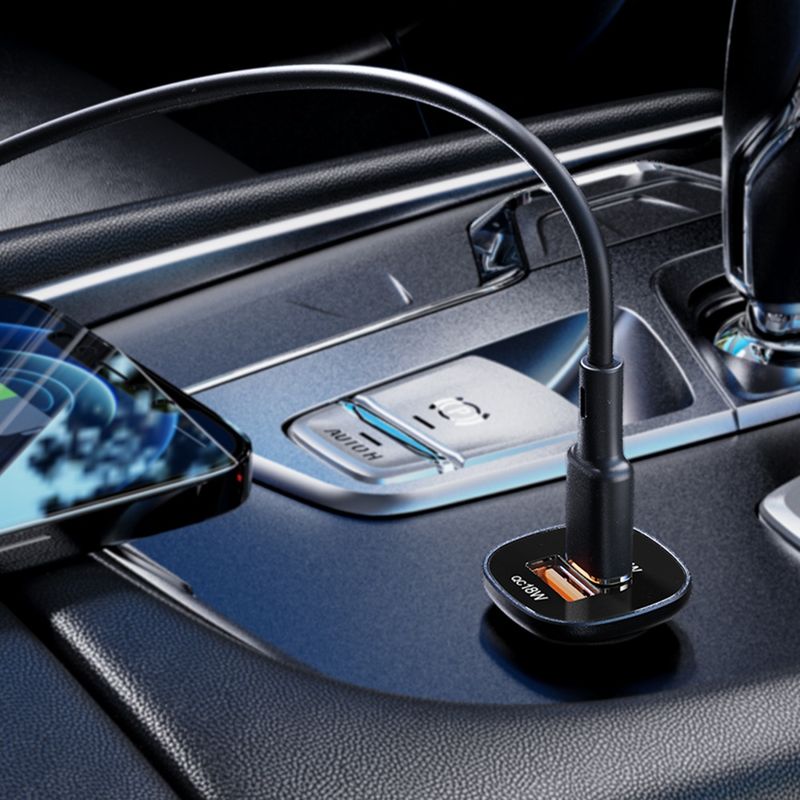 Laptop, Telefoane si Tablete - Telefoane mobile si accesorii - Accesorii Telefoane - Incarcatoare telefoane - Incarcator Auto Type-C, USB, 38W, Dual-Port, Fast Charging, Lumina LED - Acefast (B1) - Negru - Infinity.ro